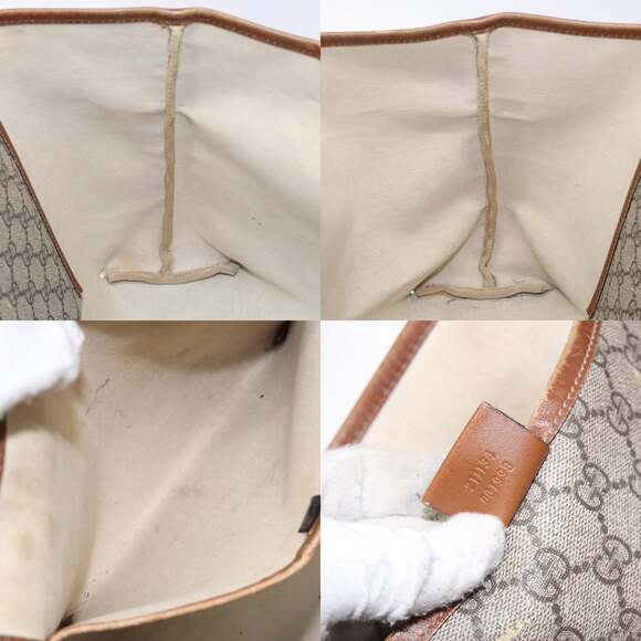 GUCCI GG Supreme Web Sherry Line Tote Bag Pvc Beige Red - Picture 12 of 13